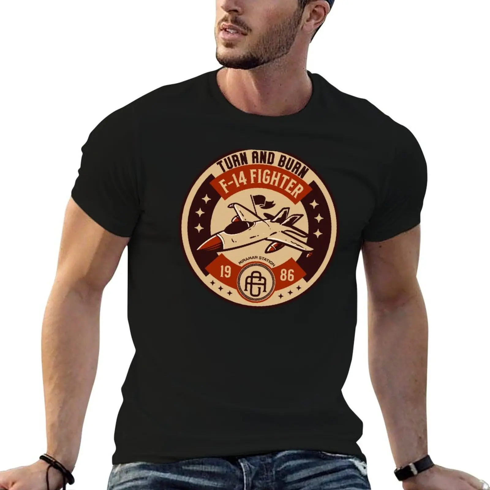 Turn and Burn F-14 Fighter, Miramar Station, CA1986 T-shirt oversized tees heren t-shirts