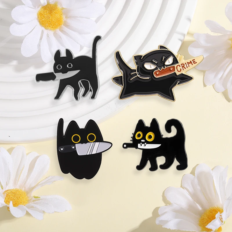4-9 Stück/Set Cartoon Japan Anime Katzenmesser Emaille-Pins Comedy TV Flork Meme Eidechse Zauberer Frosch Luftschiff Roboter Brosche Schmuck Abzeichen – Detail 12