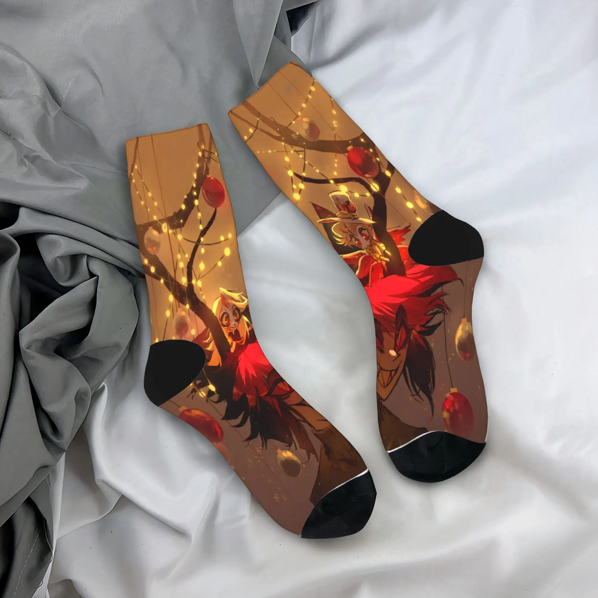 Unisex Men Socks Christmas Hazbin Hotels  Stockings Anti Skid Quality Socks Autumn Elegant Graphic Climbing Socks
