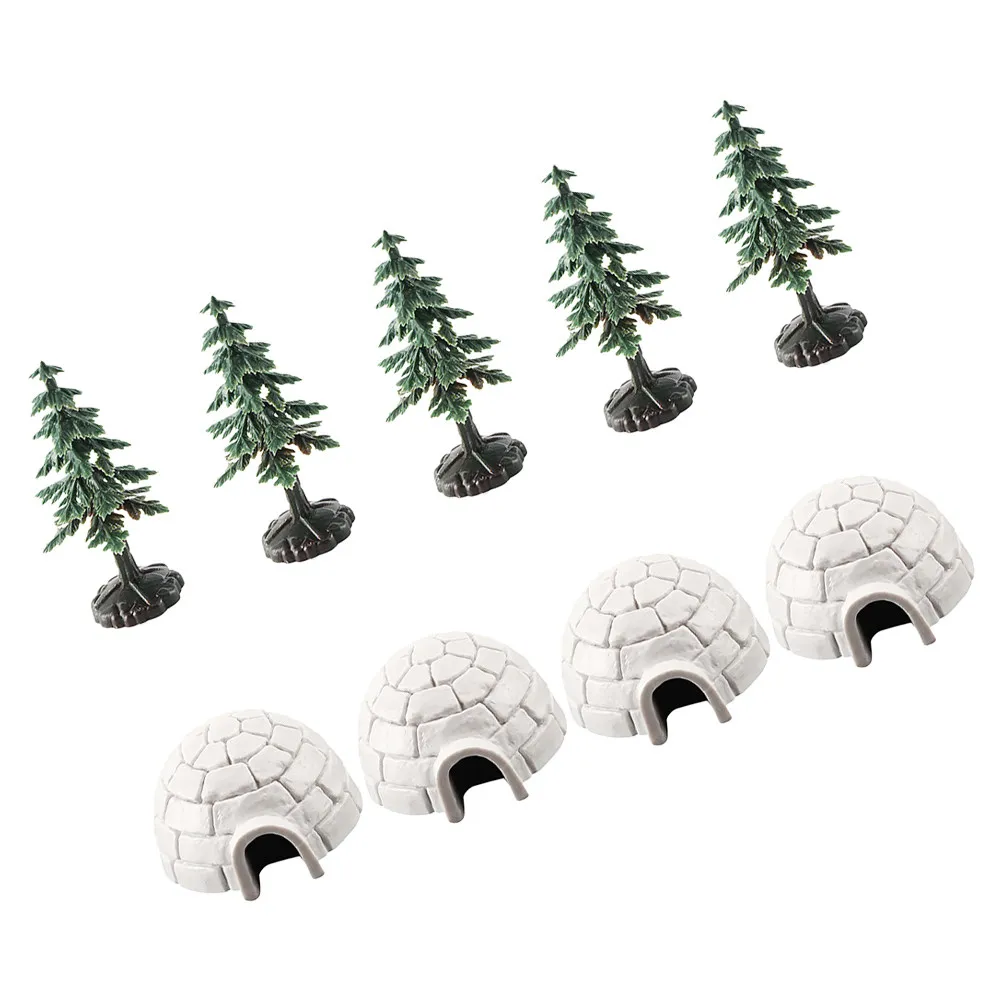 1Set Miniature House Lifelike snow house、ice dome Scene Winter Landscape Decoration Educational Cake Topper Christmas Animal