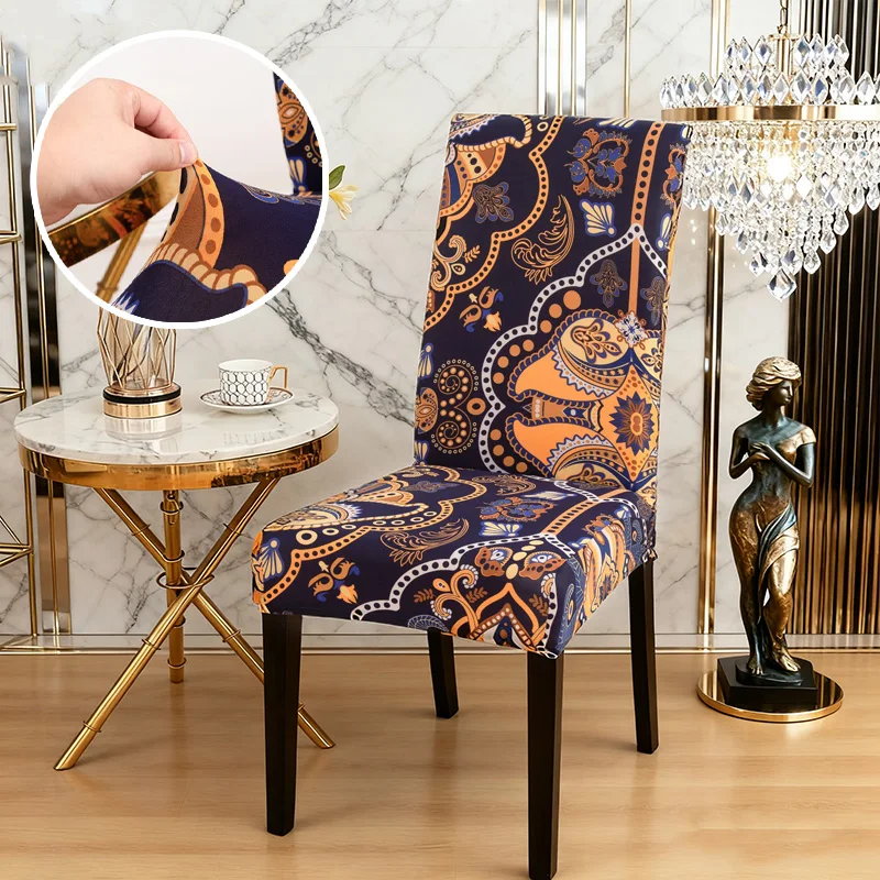 

Premium Printed Elastic Chair Covers Polyester Spandex Blend Stretch Slipcovers for Parsons Chairs Home Hotel Banquet Decor