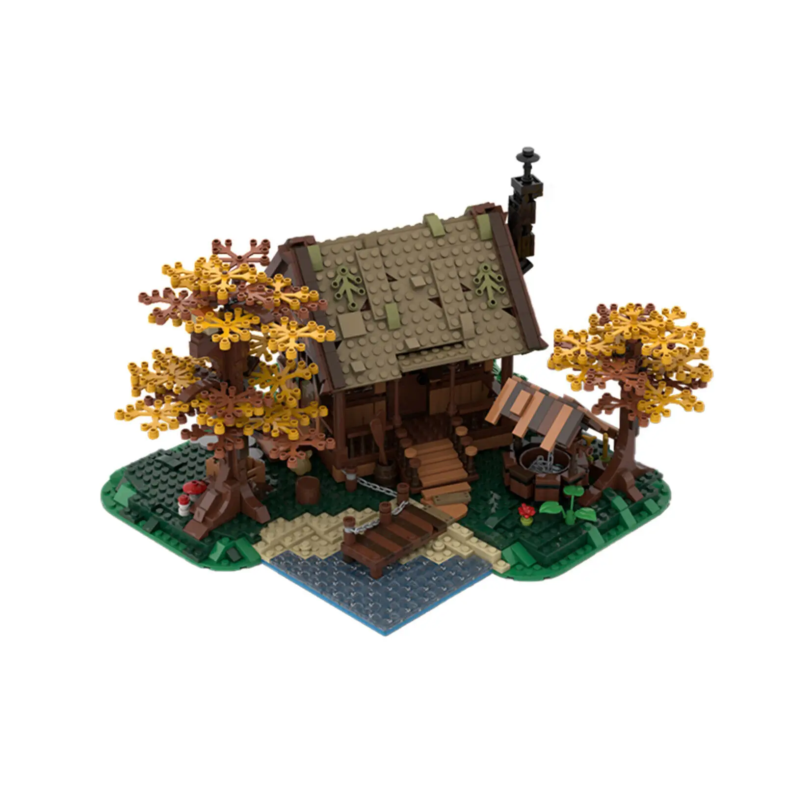 

Modular Building: Hut Cabin Model with Interior and Tree 1371 Pieces MOC Build