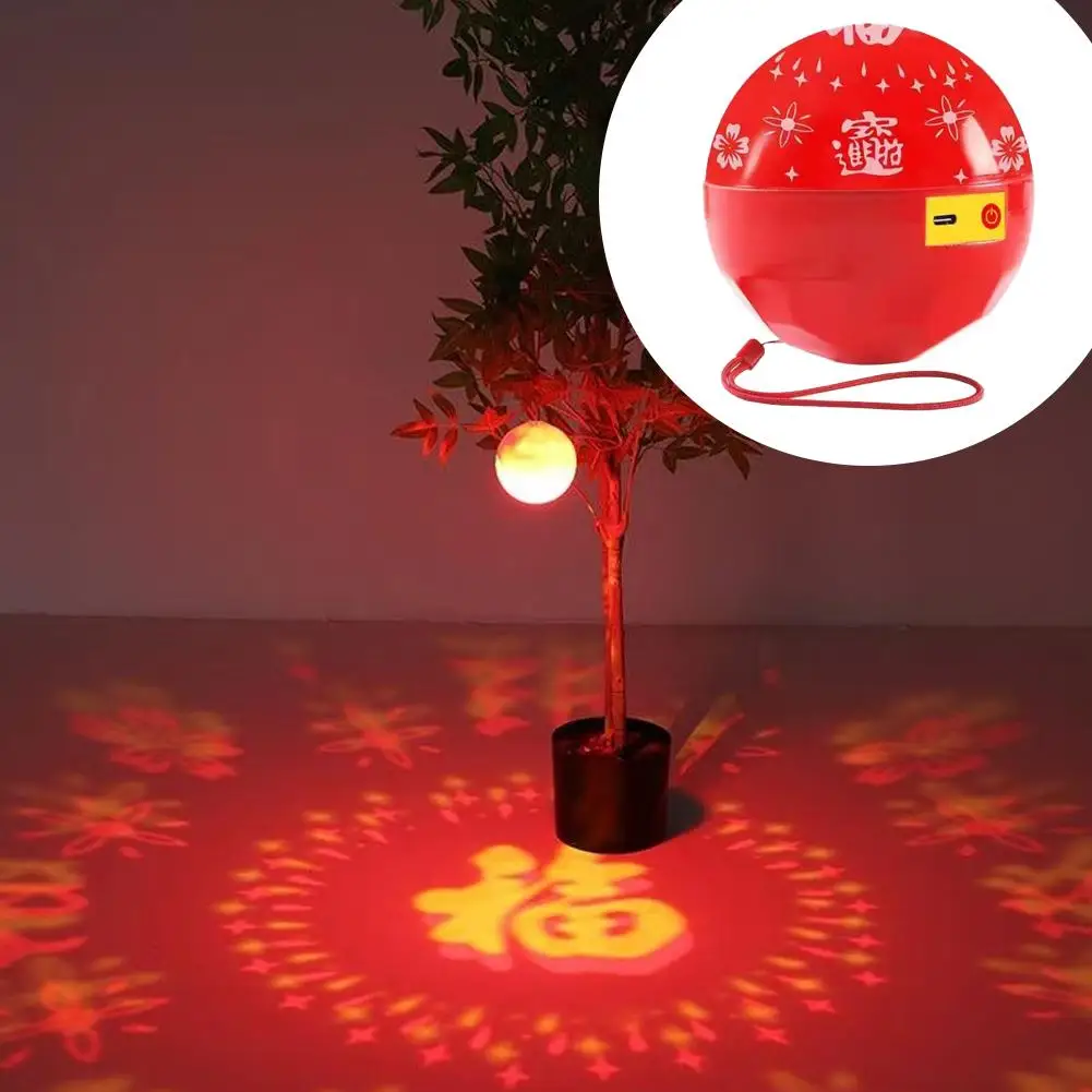 Colorful LED Festive Decorative Lights - Rechargeable Fu Character Automatic Color Changing Bulbs For Christmas Spring Festival