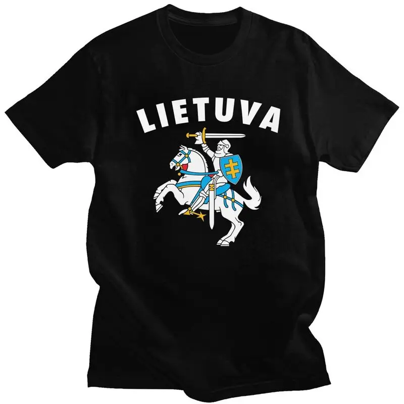 Custom Mens Lietuva Lithuania Coat Of Arms T Shirt Short Sleeve Cotton Tshirts Classic T-shirt Leisure Tees Loose Fit Clothes
