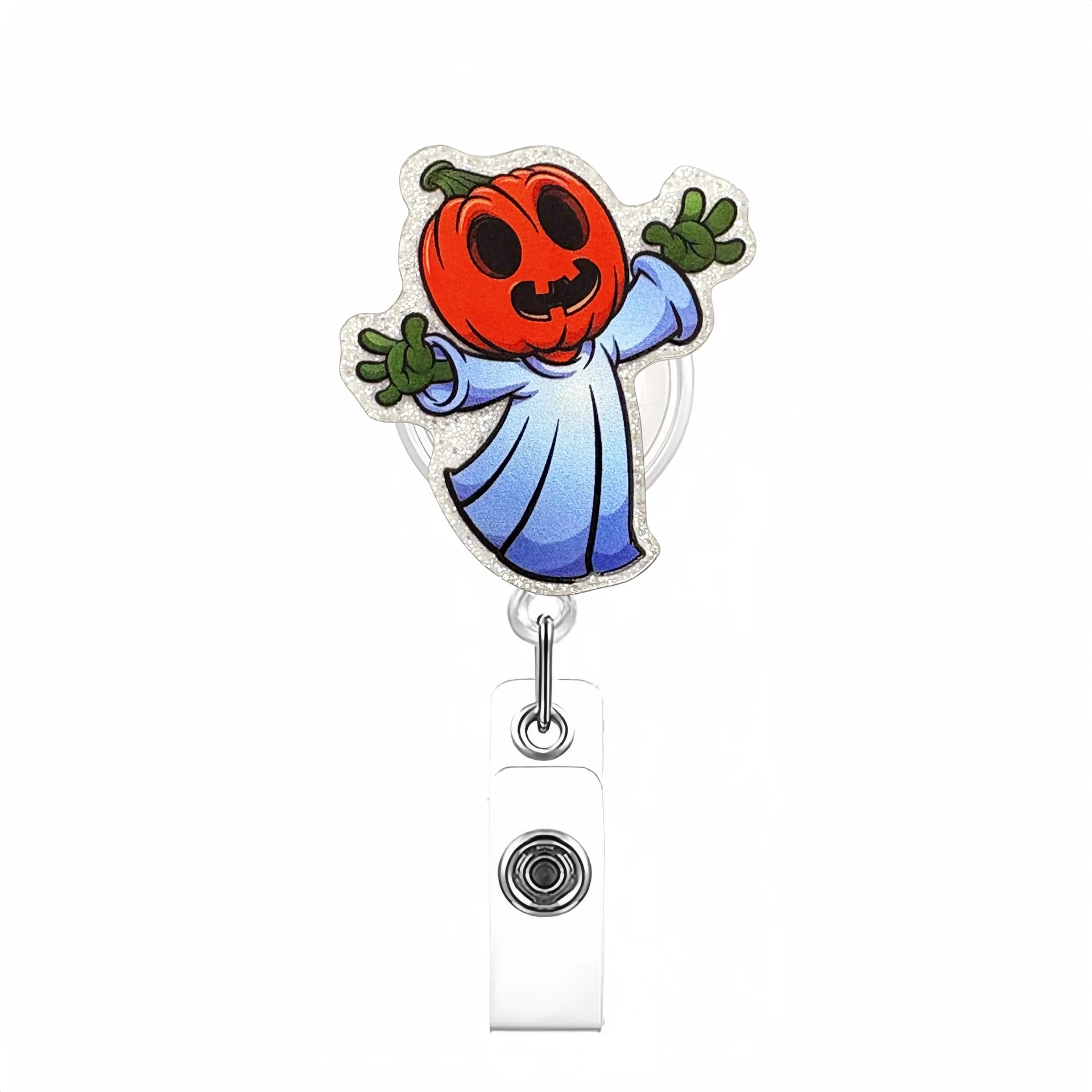 Retractable Id Holder Personalized Acrylic Badge Reel Halloween Badge Holder Compact Pumpkin Badge Reel For Doctors Hospitals