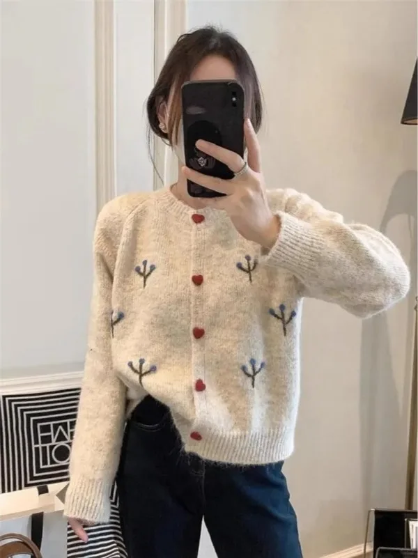 

Ele Casual Knitted round Ne Open Cardigan Women's Loose Fit Long Sve Sweater Unique Beautiful Lazy Sle Top