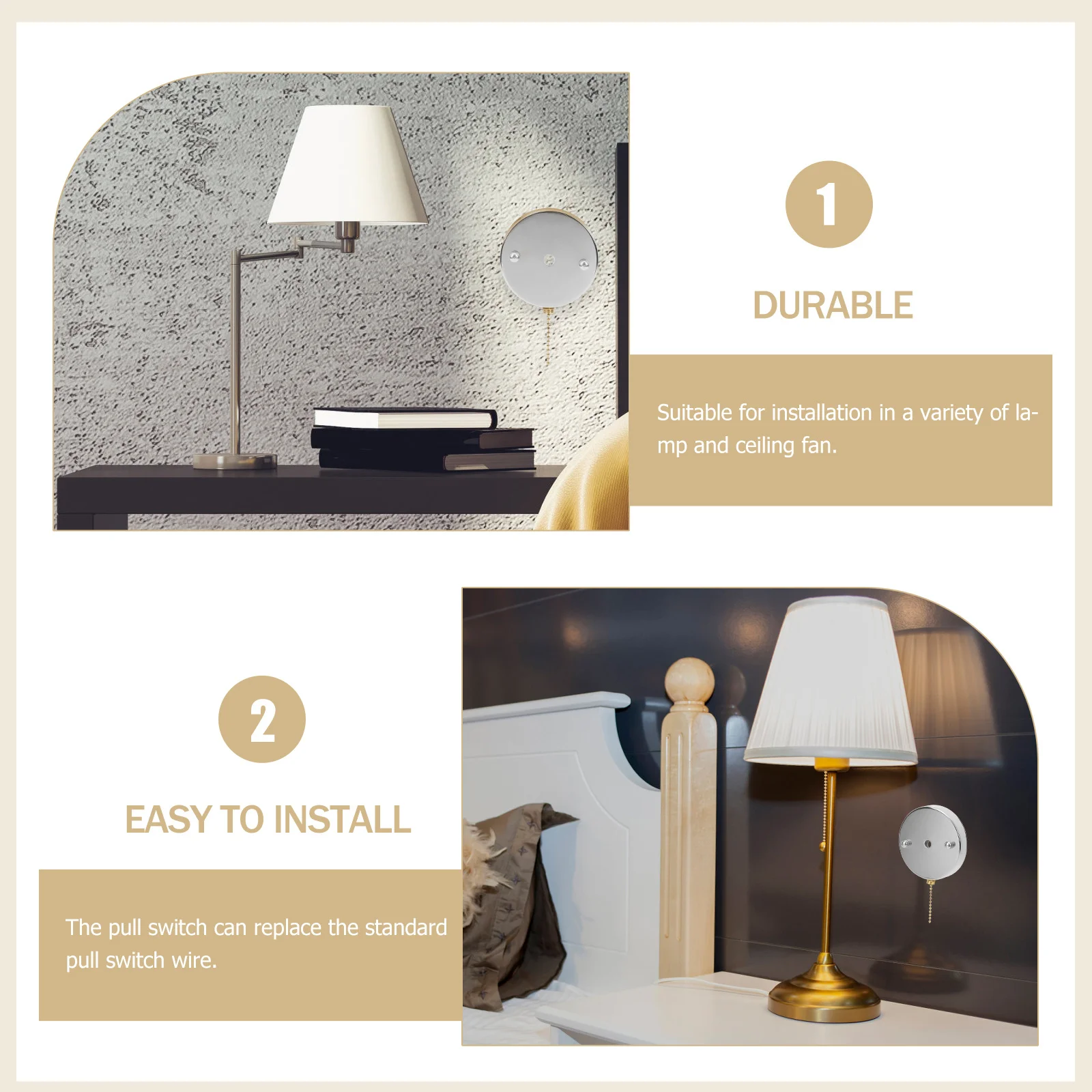 

1Set Beautiful Ceiling Fan Pull Chain Light Pullswitch Durable Stainless Steel Home Lamp Accessory Light Pull Chain