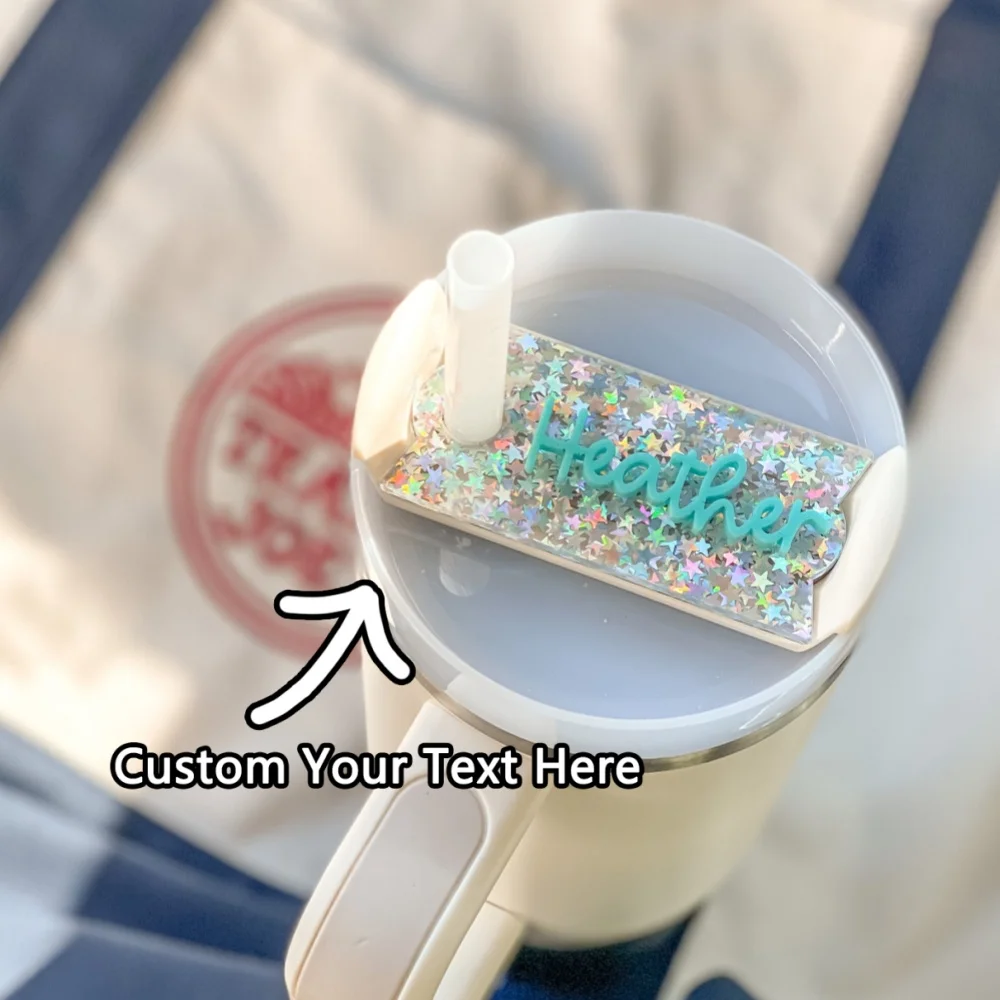 1PC Custom PMMA Cup Charm - Personalized Engraved Name, Shiny Design, DIY, Laser Engraved, Ideal Daily Use Accessory & Sparkling