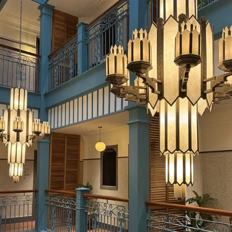 Light luxury acrylic marble lamp, duplex villa stair lamp