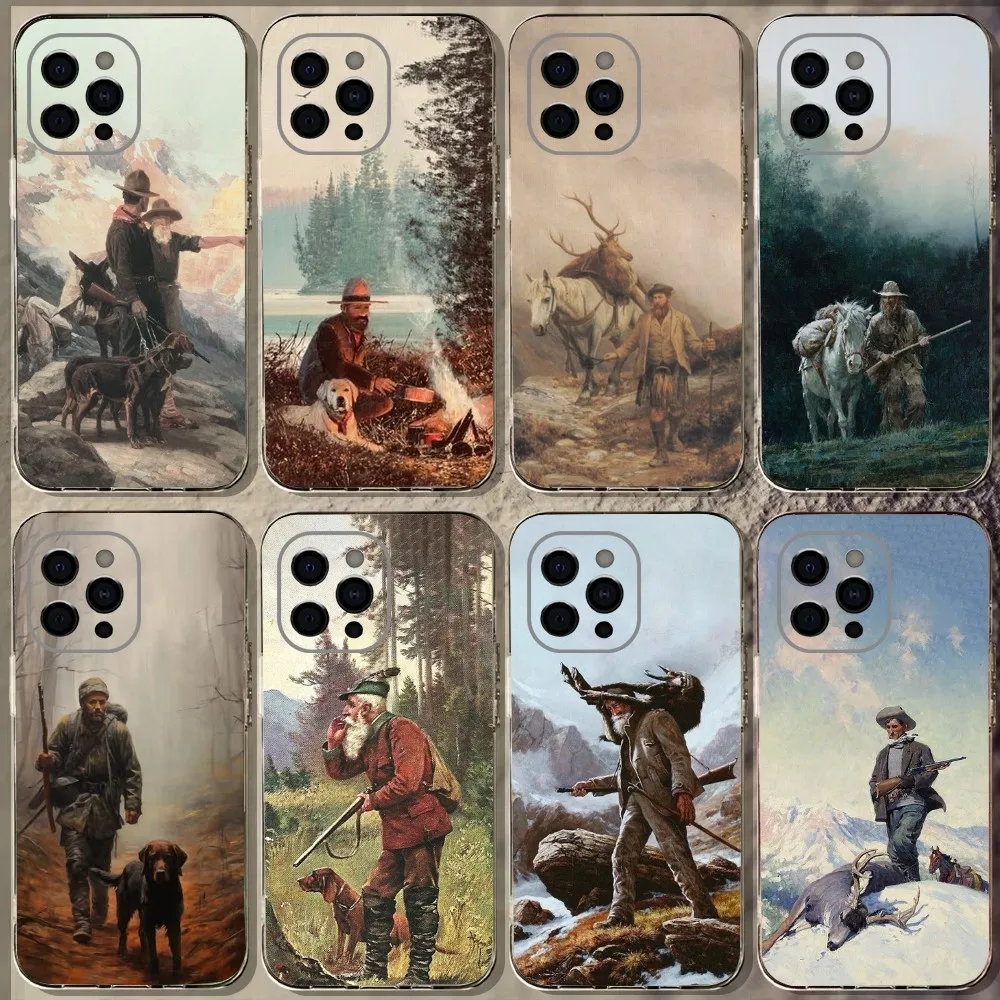 

Hunting Man Phone Case For iPhone 15,14,13,12,11 Plus,Pro,Max,XR,XS,X,7,8 Plus,SE,Mini Transparent Soft Cover