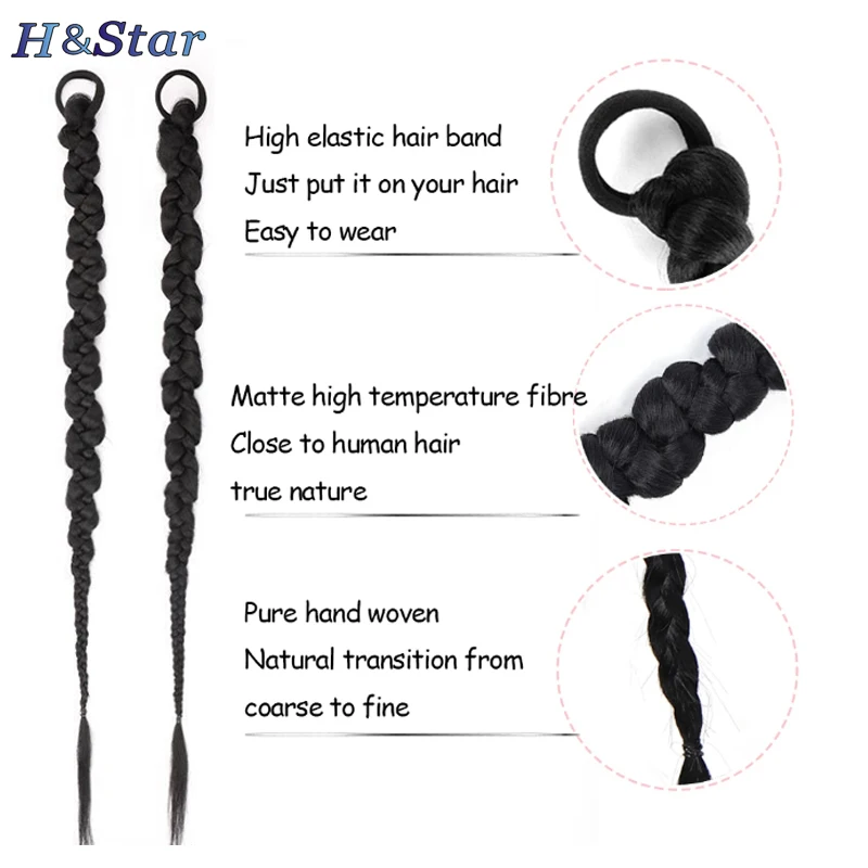 1/2PCS Hair Extension Braided Ponytail Fashion Long Twist Braided Ponytail Synthetic Extension Hair Accessories Hip Hop Y2K Girl