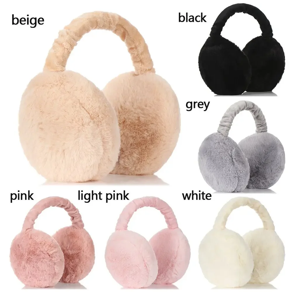 Winter Warm Ear Muffs Cover Women Girls Fluffy Burger Shape Earcap Children Earmuffs Soft Cashmere Solid Color Warmers Earlap