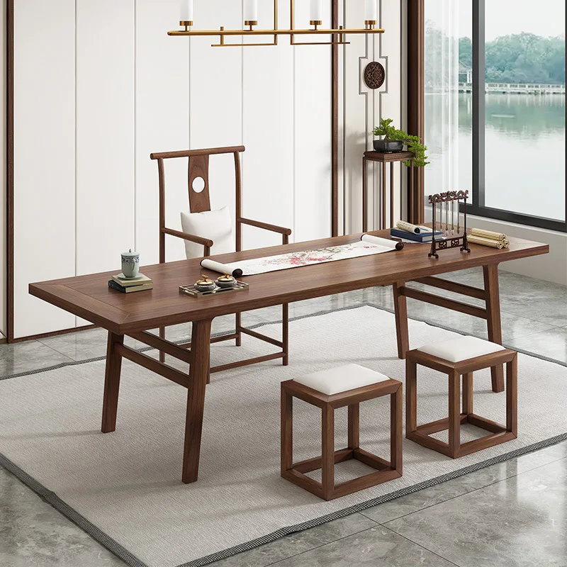 

HYS New Chinese Solid Wood Calligraphy Table and Chair Picture Case Sinology Table Household Small Apartment Bedroom Zen