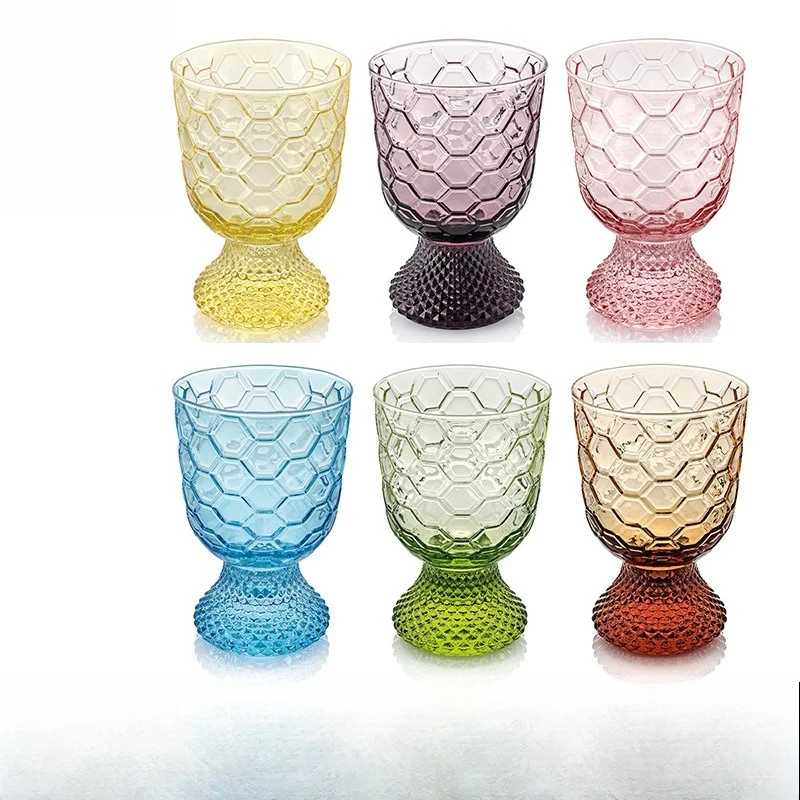 

Medieval crystal glass Color crystal cup Household light luxury goblet Wine glass Water glass Juice cup