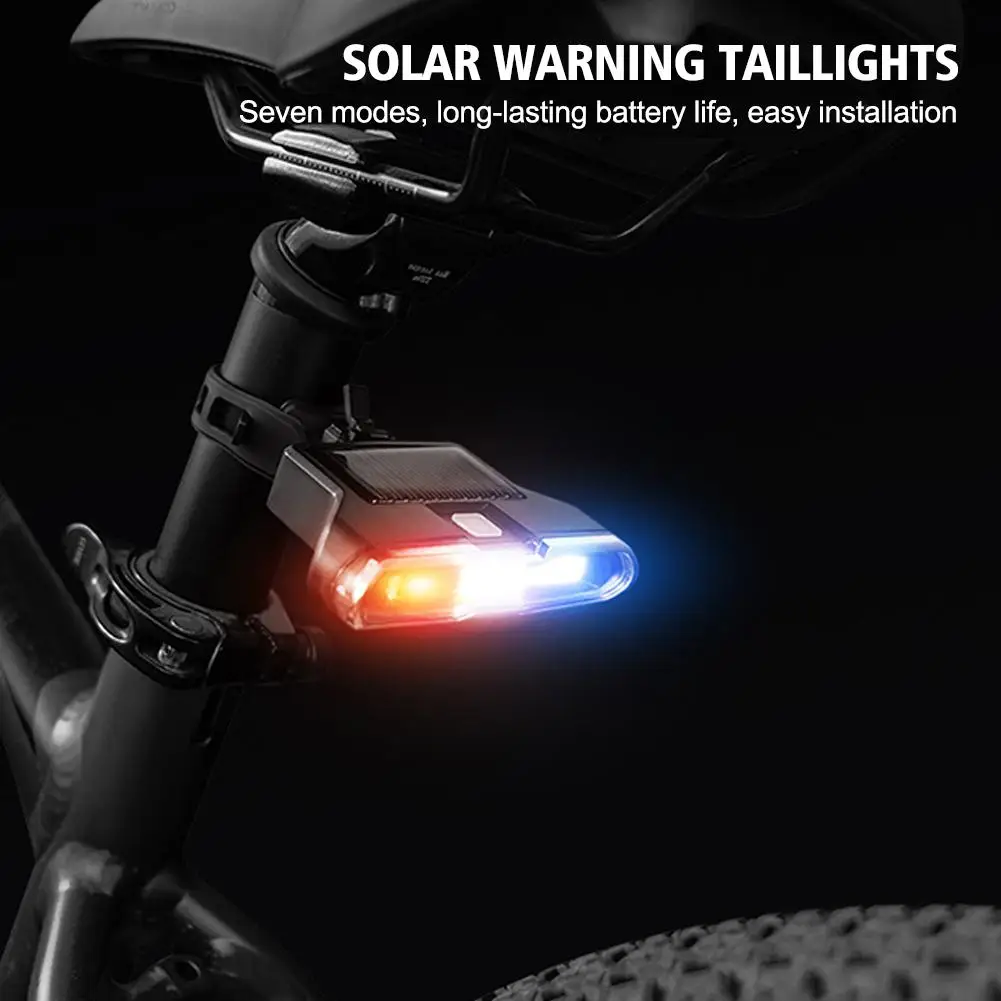 Solar Bicycle 50lm Rear Light Usb Charging Safety Warning Taillight Cycling Tail Lamp Photosensitive Sensing For Outdoor Cy B8g2