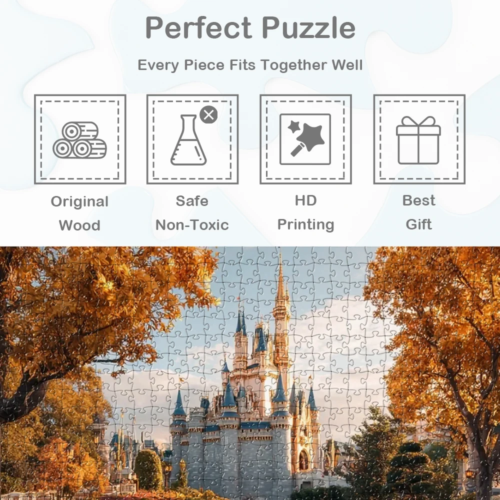 신데렐라의 성 디즈니 퍼즐 가을의 아름다움 나무 퍼즐 황금 나무와 부드러운 빛 재미있는 가족 게임 (어린이 및 성인용)