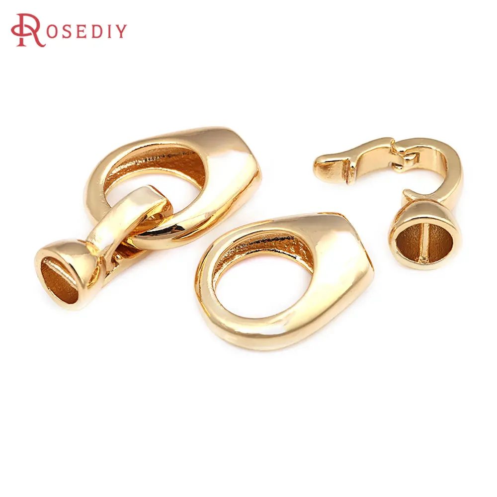 6 Sets 18K Goudkleurige Messing Connect Sluitingen Voor Lederen Touw Hoogwaardige Sieraden Maken Benodigdheden Ketting Accessoires Voor Vrouwen