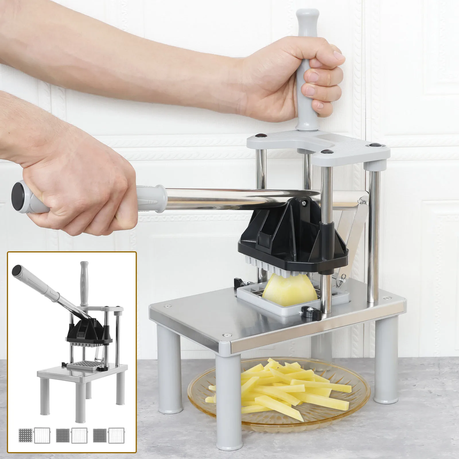 

Commercial Vegetable Fruit Chopper Heavy Duty Stainless Steel Food Dicer Professional French Fry Cutter for Tomato Peppers