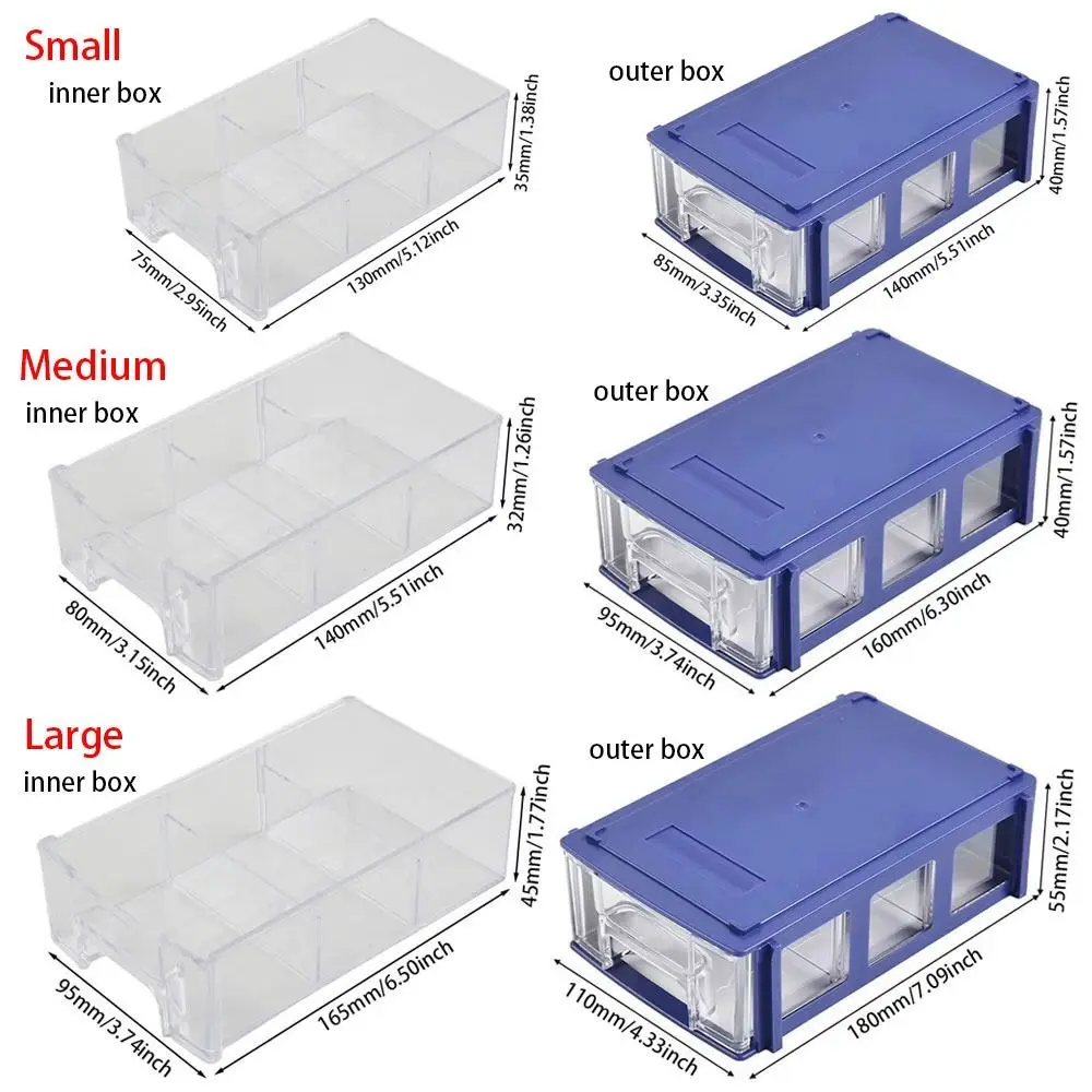 1Pcs Scwerdriver Bit Case Holder Stackable Tool Box Fishing Tackle Dustproof Hardware Storage Container Thickening Plastic