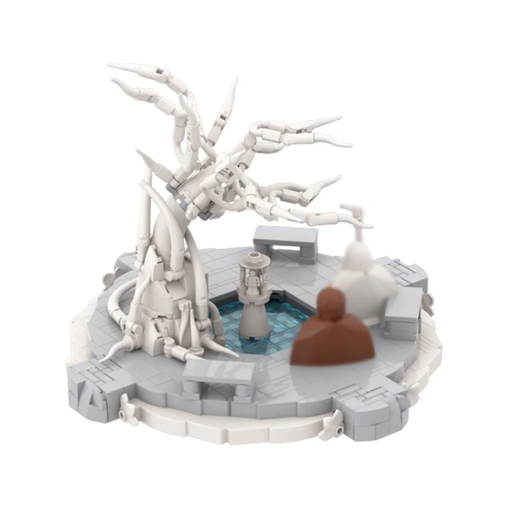 Gobricks MOC Street View  White City Courtyard Building Blocks Model Winter Architecture Bricks diy Assembled Toy Children Gift