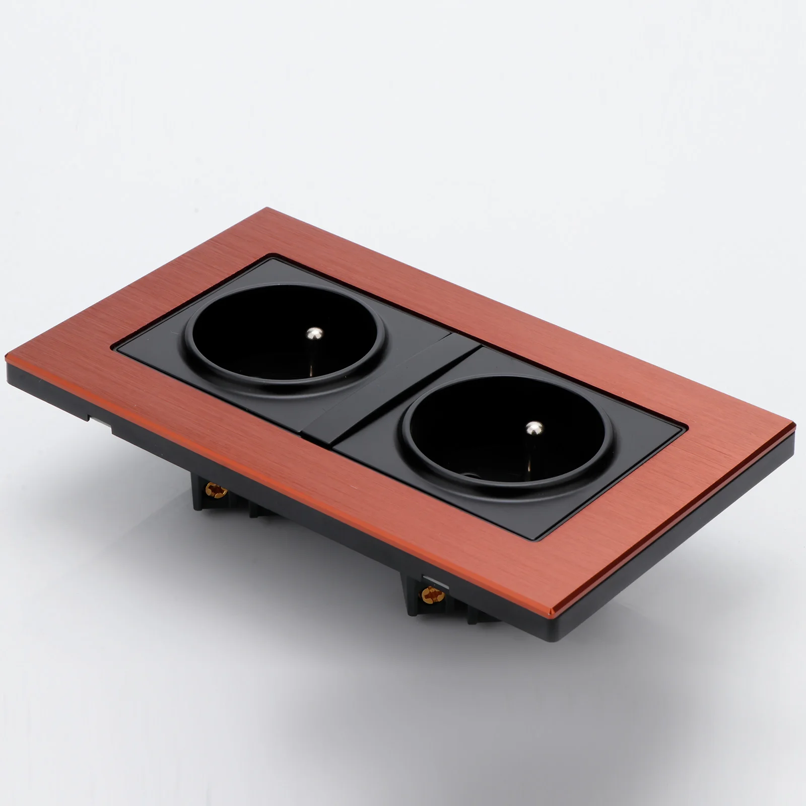 FT-SWS Schuko-Wandsteckdose aus doppeltem Rhodium mit 24 Karat vergoldeter Phosphorbronze