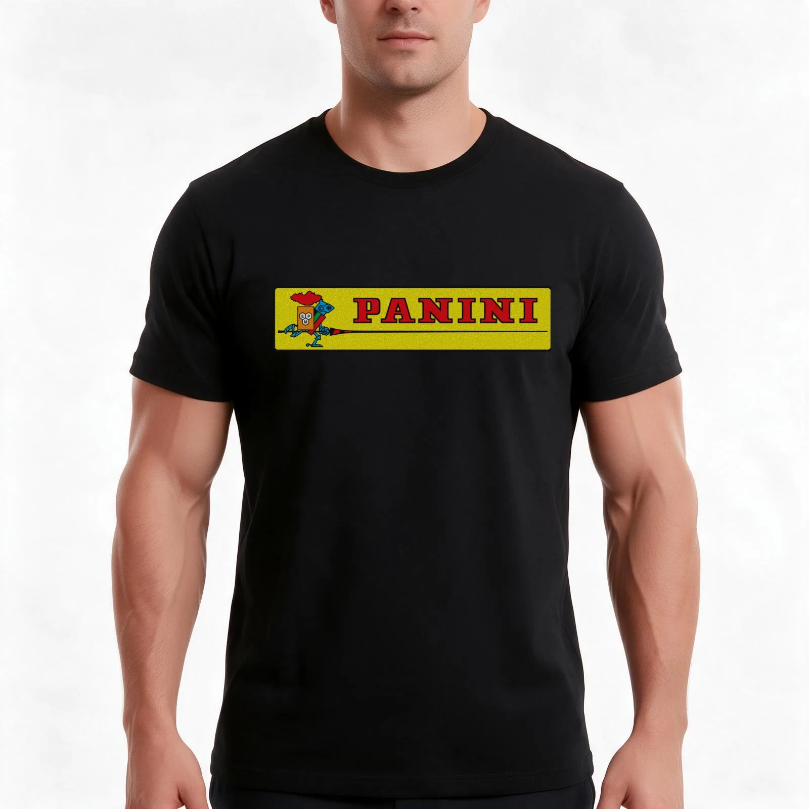Panini Logo T-Shirt, Summer Casual Cotton Tee, Oversized Streetwear Tops, Vintage Graphic Print, Loose Fit Short Sleeve