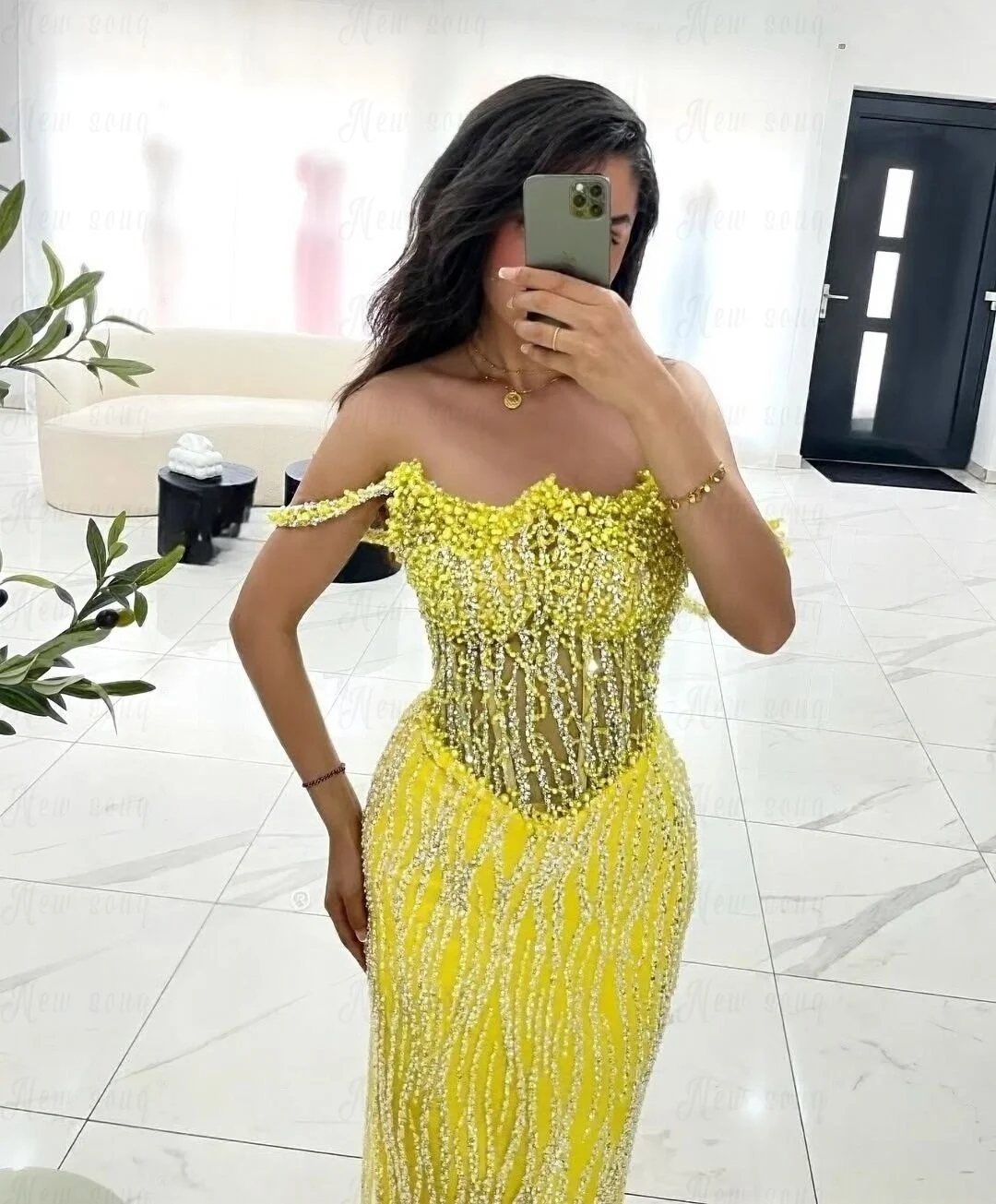 

Aso Ebi Потрясающие платья для выпускного вечера с жемчугом и бретельками с открытыми плечами и блестками, платья для второго приема, элегантные платья для Fiestas 2025