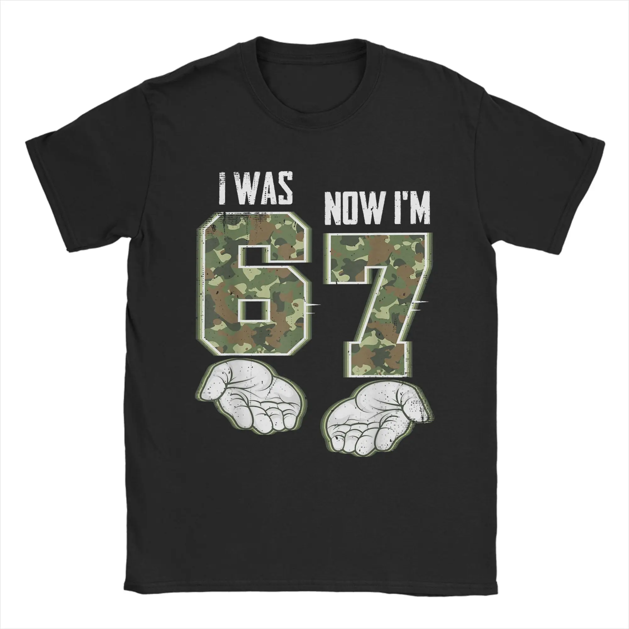 

Мужские футболки I was 6 Now I'm 7 Birthday 67 Meme Six Seven 6 7 Новинка Хлопковые футболки с короткими рукавами Одежда с круглым вырезом Подарок