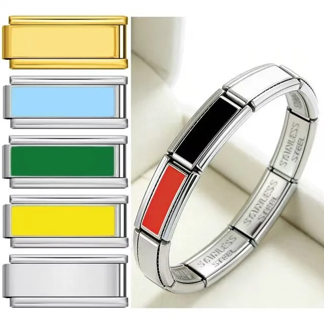 Colorful DIY Making Silver Bracelet Trendy Charm Jewelry Holiday Gift Italian Link fit 9mm Stainless Steel New Design