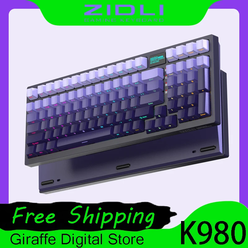 Zidli K980 Mechanical Keyboard Smart Screen Customized Wired Dustproof Waterproof E-sports Gaming Keyboard PC Gamer Accessories