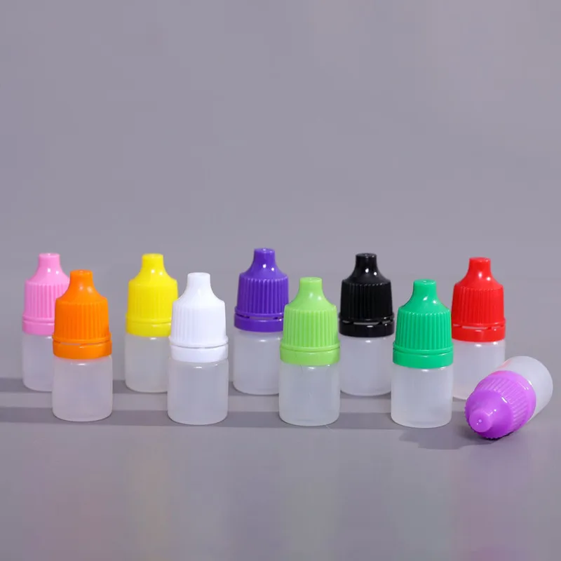 500 pz 2 ml/3 ml Mini Colore Coperchio Occhi Contagocce Liquido Bottiglie Riutilizzabili Vuote di Plastica Comprimibili FAI DA TE Trasparente Gocce Per Gli Occhi contenitori