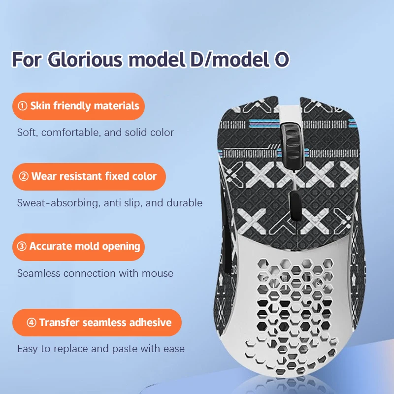 Nastro antiscivolo per mouse in pelle di lucertola – Adesivi fai da te assorbenti del sudore fatti a mano per glorioso modello D/O wireless.