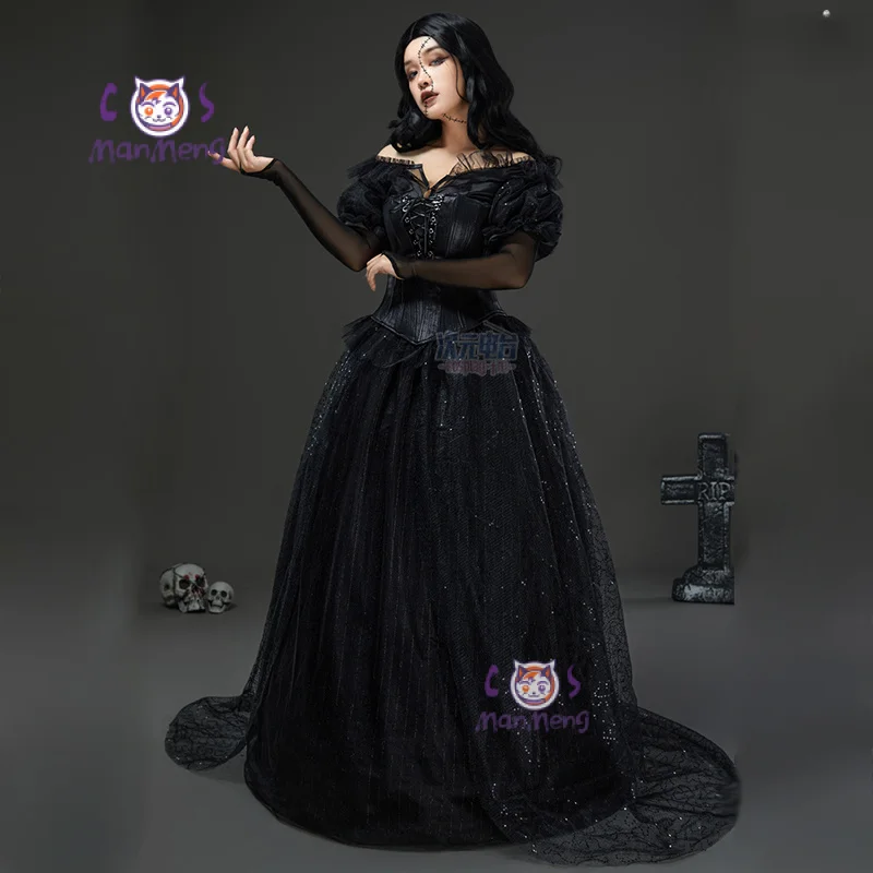 

Lydia Deetz Movie Cosplay Beetle Cos Juicee 2 Delia Deetz Costume Halloween party black gothic style wedding dress long skirt