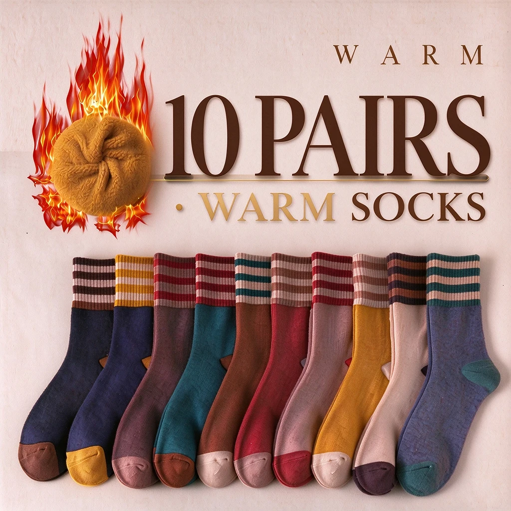 1/5/10 Pairs Winter Thick Towel Loop Socks Men Women Warm Fleece Thermal Crew Socks Anti Freeze Heavy Duty Socks for Cold Weather