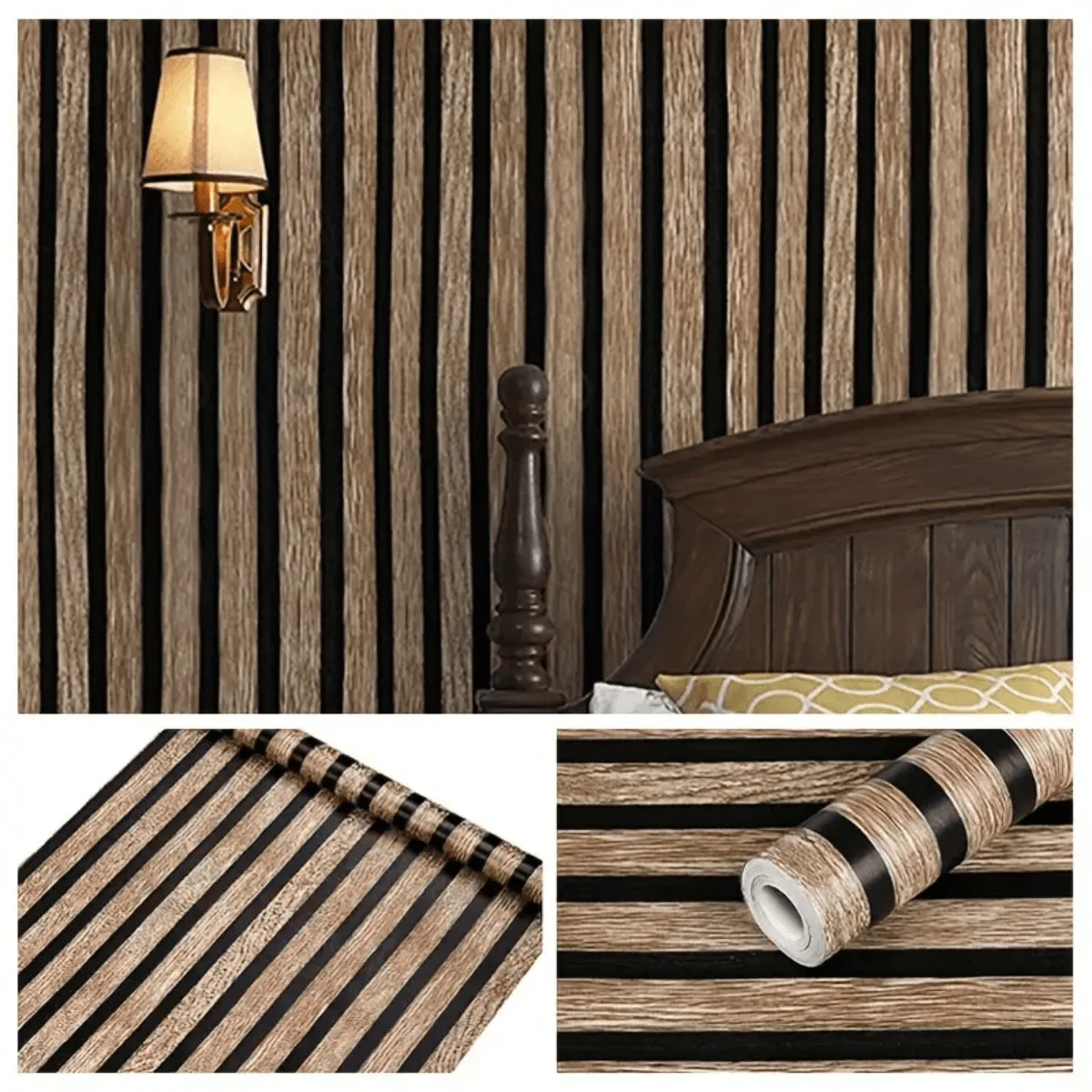 Wood Striped Wallpaper Waterproof Self-Adhesive Vinyl Decorative Suitable for Living Rooms Bedrooms, Home Decor PVC Room Decor