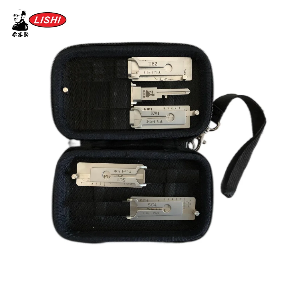 LISHI 2 IN 1 TOOL CASE Lishi  KW1 , KW5 , SC1 , SC4 Decodder Full set Locksmith tools Lishi 2 in 1 CISA-5 YALE-5 YALE5-B  YALE6