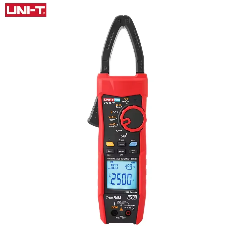 

UNI T Digital Clamp Meter UT219PV Pliers Ammeter DC2500V 1000A Professional AC DC Multimeter IP65 Blue-tooth For Photovoltaic