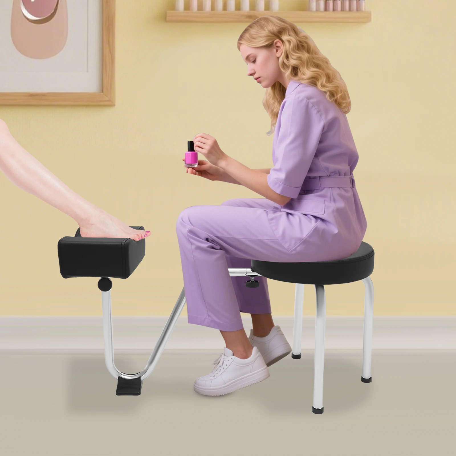 كرسي صالون باديكير مسند القدم كرسي البراز، مسند الساق قابل للتعديل بولي كلوريد الفينيل وسادة باديكير القدم الراحة الوقوف لصالون تجميل مسمار التكنولوجيا سبا