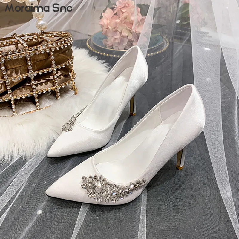 

Luxurious Rhinestone High-Heeled Wedding Shoes Pointed Toe Stiletto Heels Crystal Shoes Fashionable and Elegant Women's Shoes