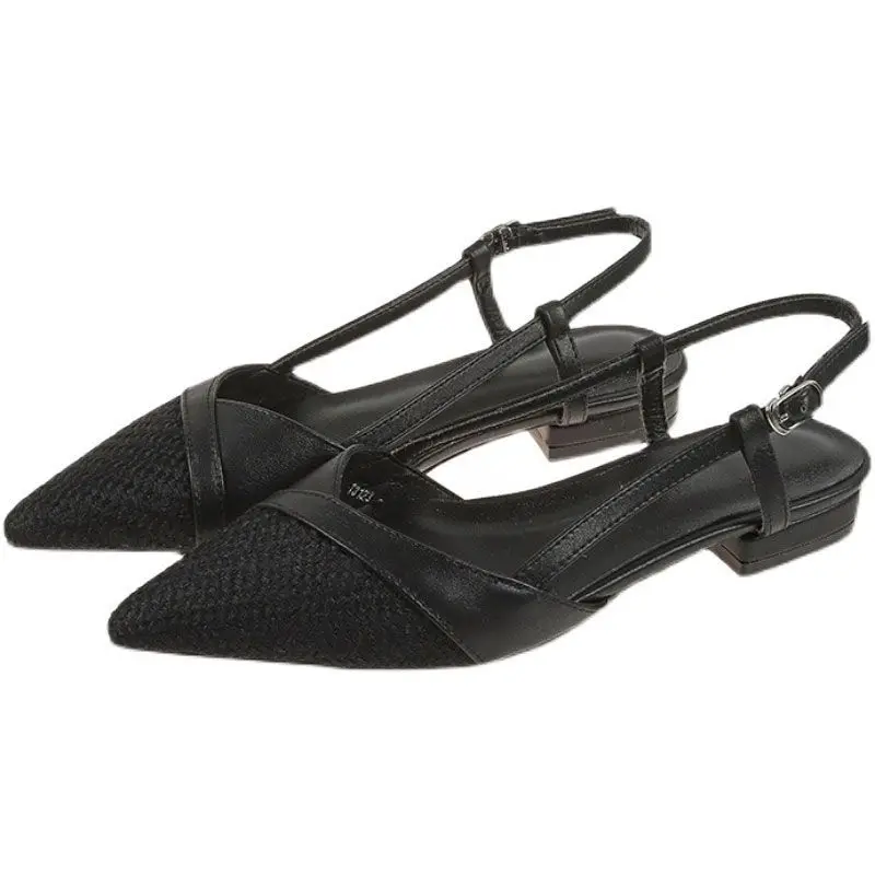 حار بيع جديد الصيف نصف باوتو قطعة واحدة حزام أنيق وأشار تنوعا المرأة حذاء مسطح Zapatos De Mujer