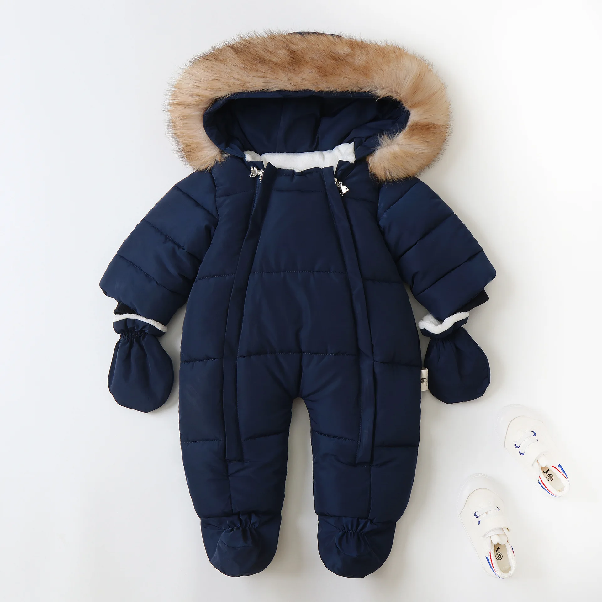 children's-onesie-sweater-collar-hooded-fleece-thickened-winter-new-gloves-baby-climbing-clothes