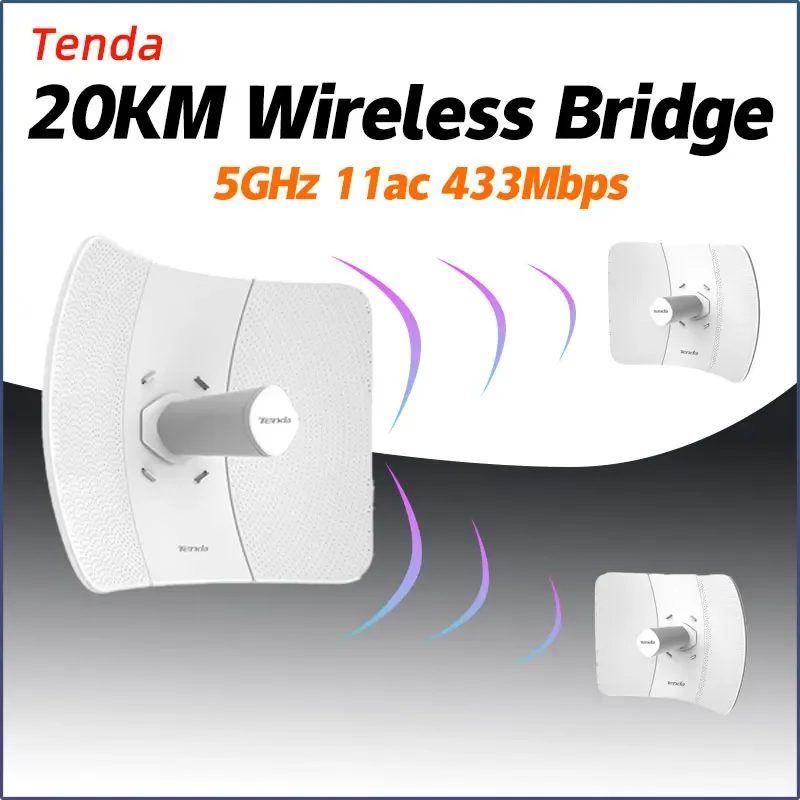 

Tenda O8 Outdoor Access Point 433 Mbps Long Range CPE 5GHz Wireless Bridge 23dBi Transmission 20km AP|WISP|IP65 Waterproof