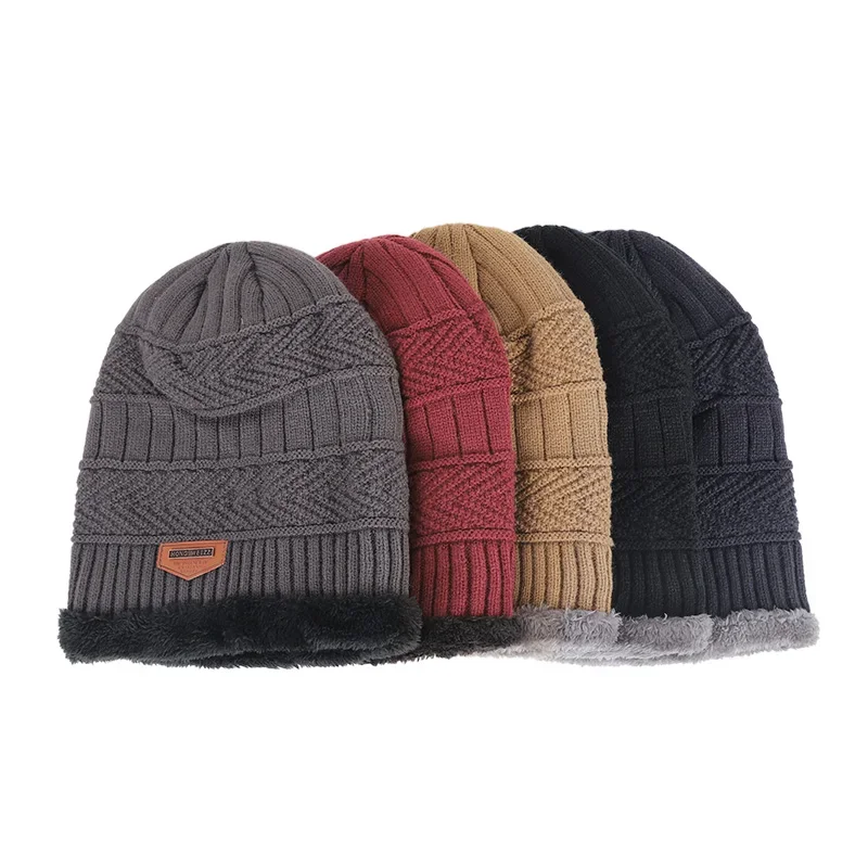 

New Men's Winter Hat Fashion Knitted Black Hats Fall Hat Thick and Warm and Bonnet Soft Knitted Cotton