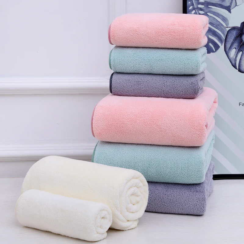 3pcs XieYueSanXing Coral velvet three-piece soft skin-friendly absorbent 2 Towels 1 bath towel set for home use