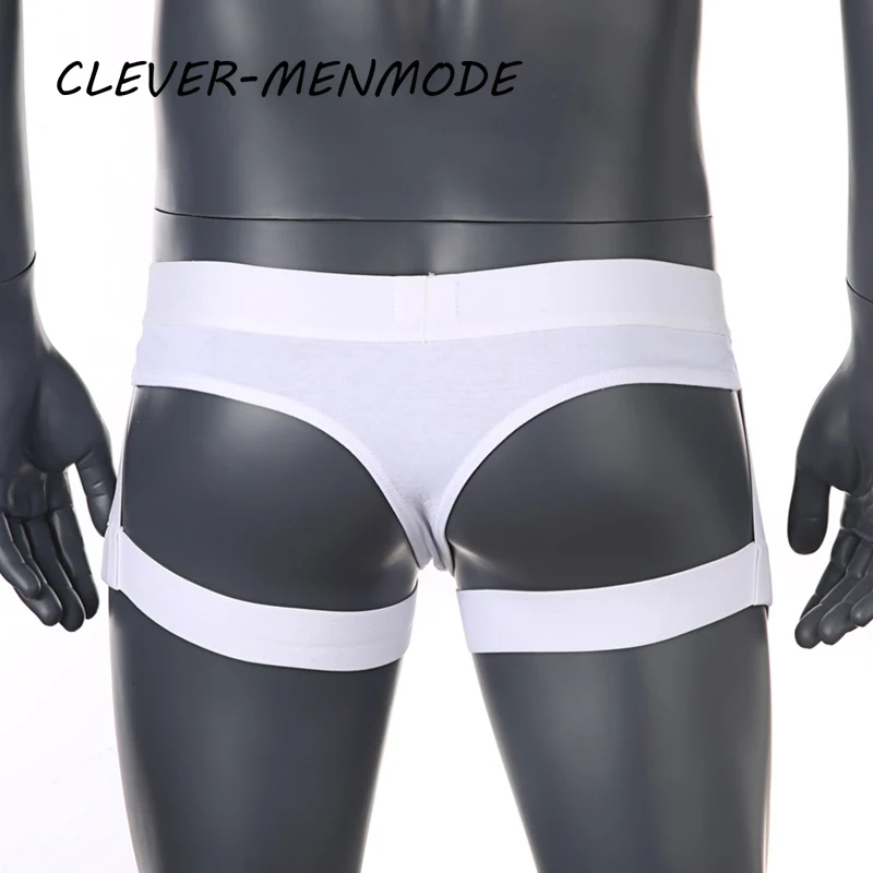 Men Low Waist  Elastic Harness Belts with Jockstrap Thongs Underpants U Convex Sexy Lingerie T-Back Underwear Panties