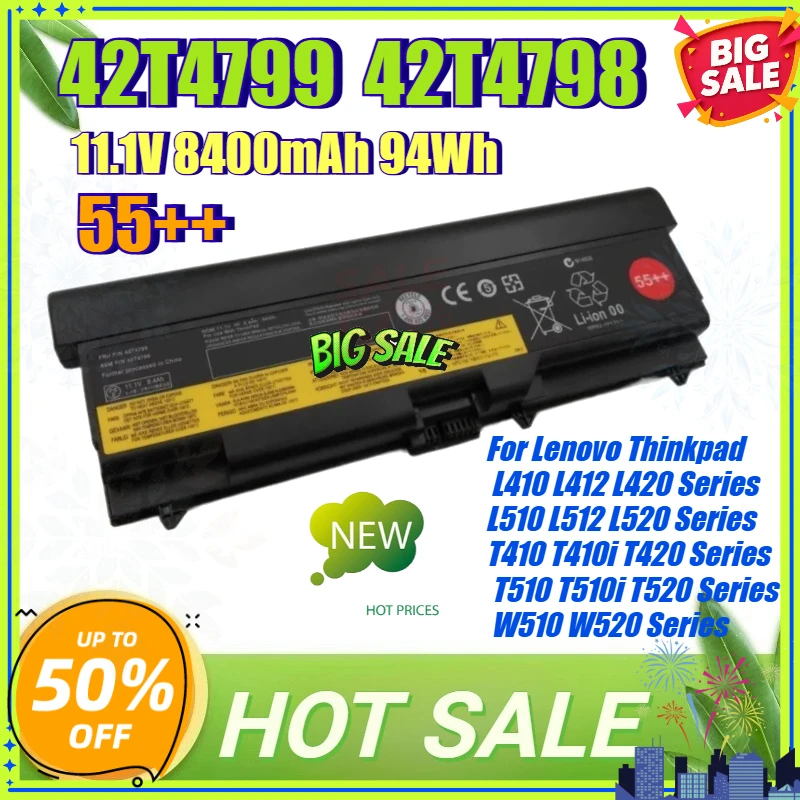 42T4799 42T4798 55++ Laptop Battery for Lenovo ThinkPad T430 T420 T410 E420 E520 E40 E50 SL410K SL510 T510 E520 W510 L410 L512