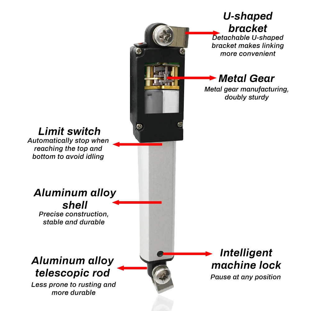 Micro Linear DC6V/12V/24V Thrust Actuator Mini Electric Cylinder Push Rod10-200mm Stroke for Remote Controls Robotics Automation - Image 3