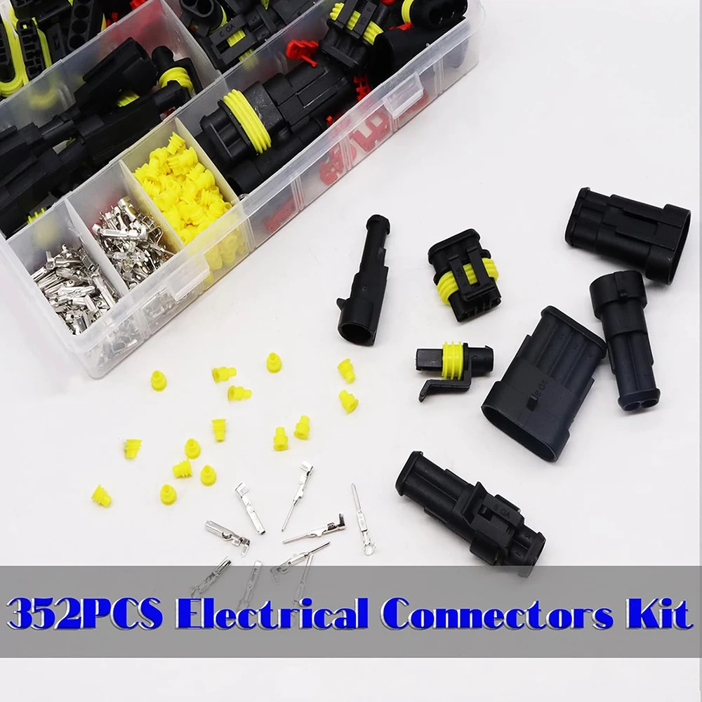 352-teiliges Wasserdichtes Steckverbinder-Set für Autoelektrik 1/2/3/4-Pin Stecker und Buchsen mit Crimpwerkzeug-Set – Detail 4