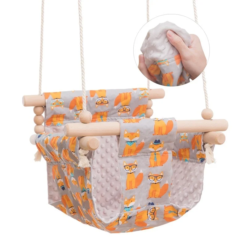 1set Wooden Swing Chair Hanging Cradle Toys For Outdoor Cradle Kindergarten Toy Swinging Rocking Chair Children'S Good