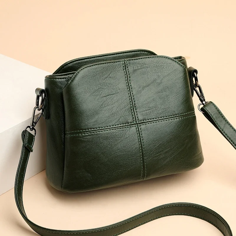 PU Soft Leather Fashion Middle Aged Mom Bucket Small Bag New Casual, Simple, And Magnificent Shoulder Crossbody Bag